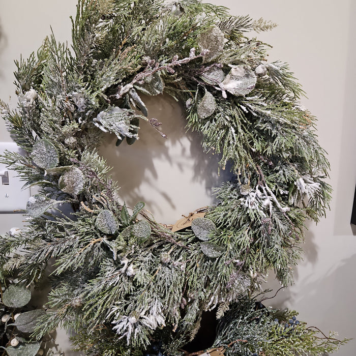 Cedar & Pine Snow Wreath - 24"