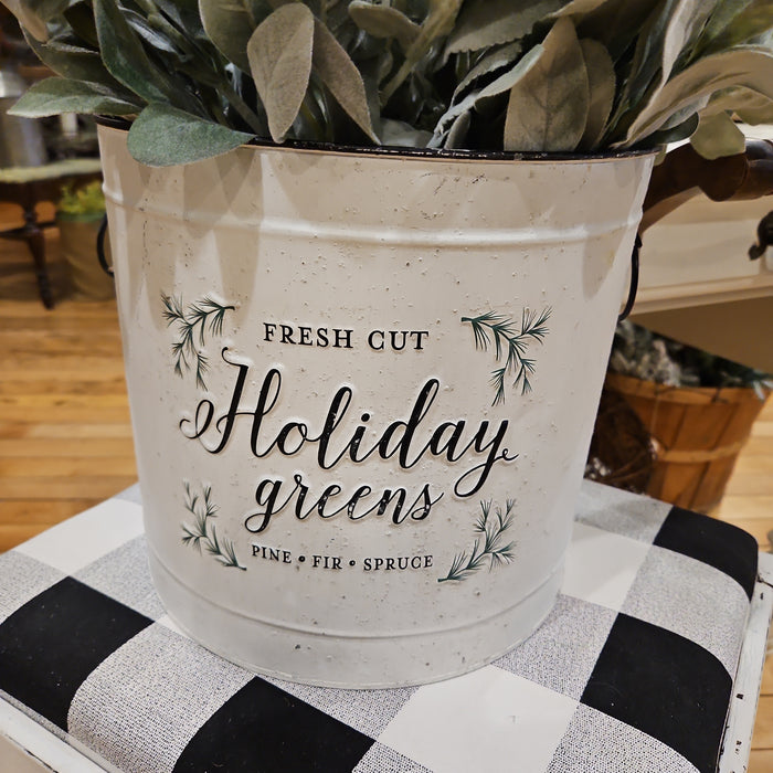 Holiday Greens Distressed Pail
