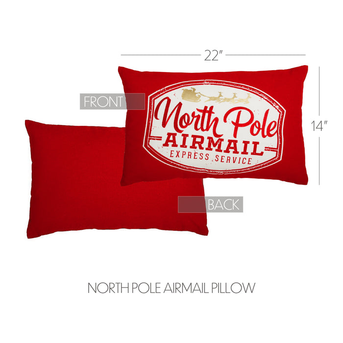 North Pole Airmail Pillow - 14 x 22