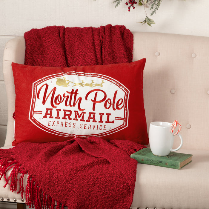 North Pole Airmail Pillow - 14 x 22