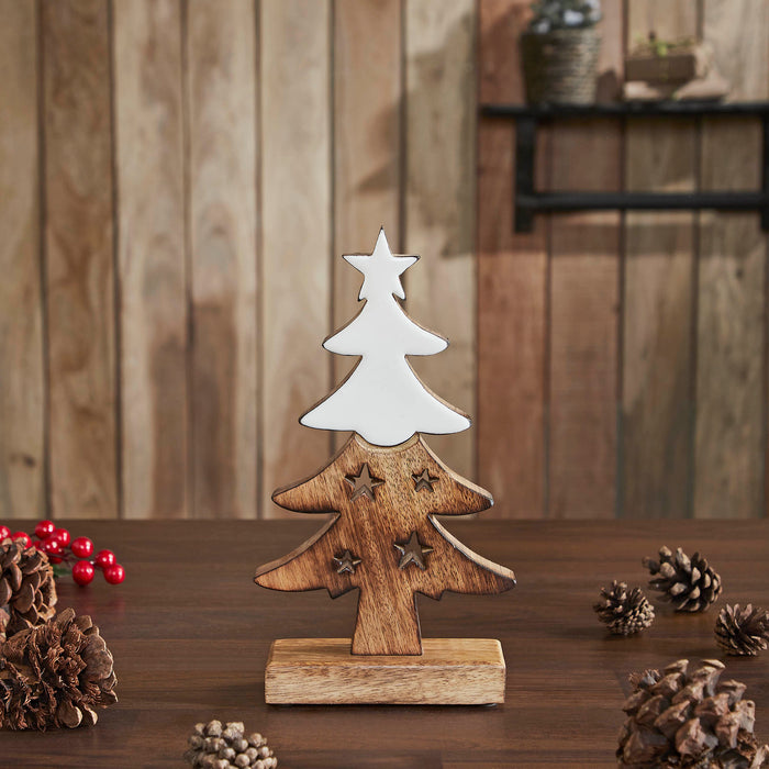 Two Toned White-Natural Wood Tree