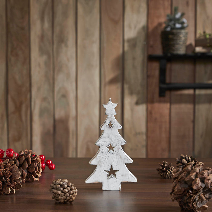 Tree w/Stars White Wooden