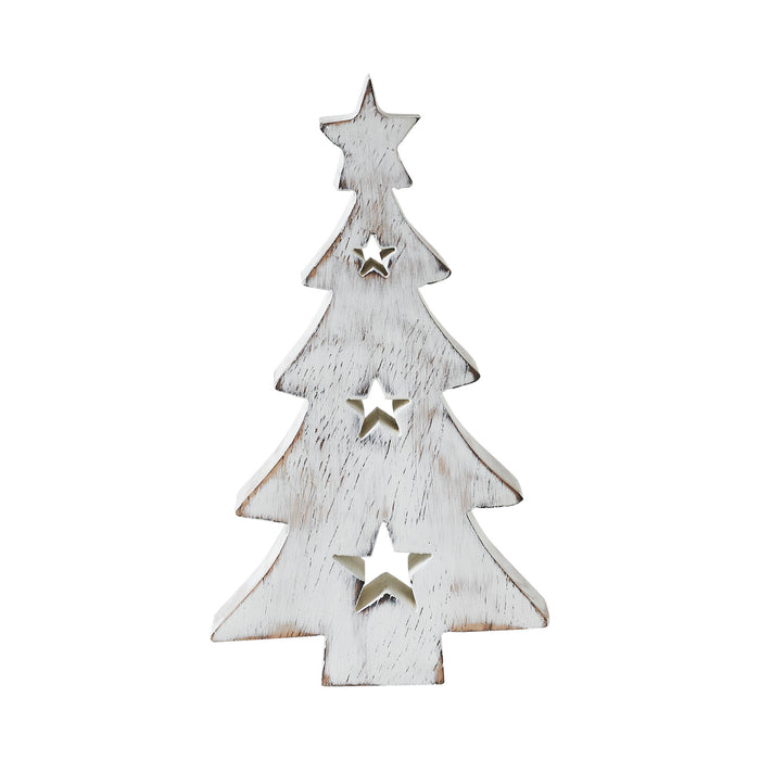 Tree w/Stars White Wooden