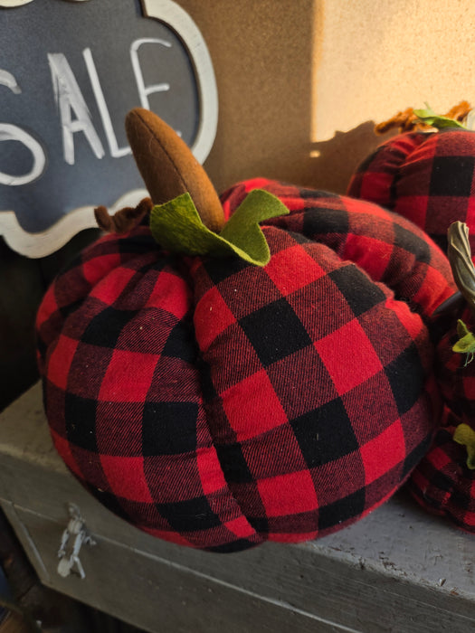 12" Black/Red Check Pumpkin