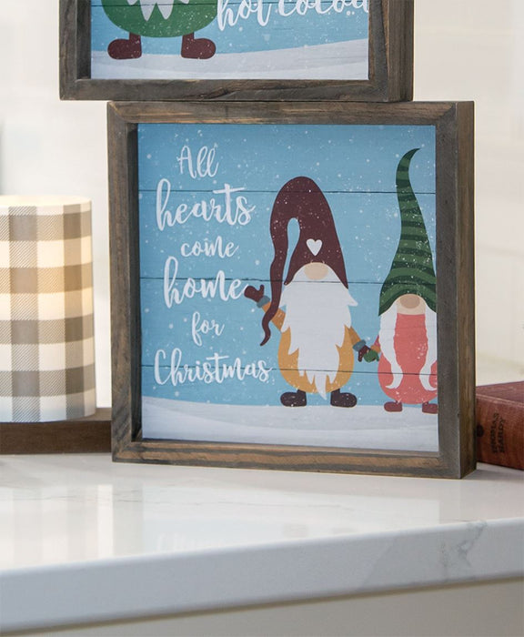 All Hearts Come Home Gnome Framed Sign