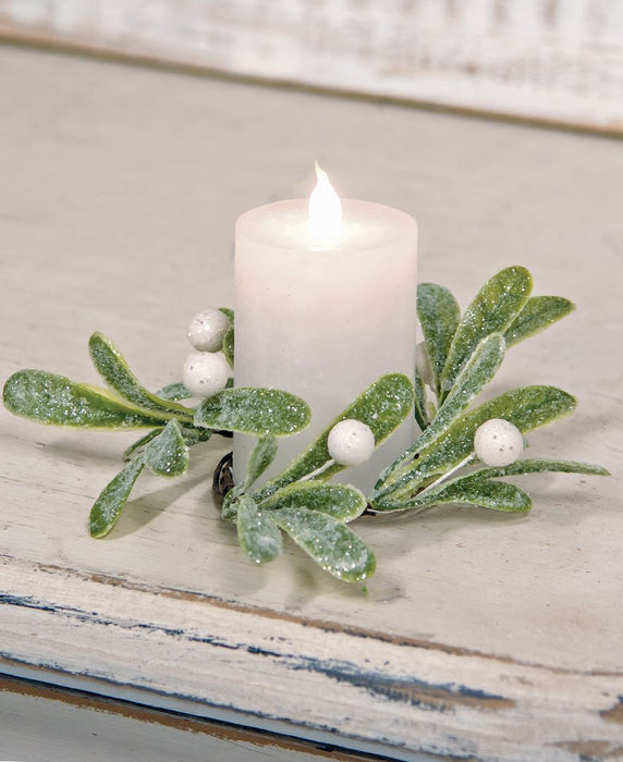Glittered Mistletoe Candle Ring
