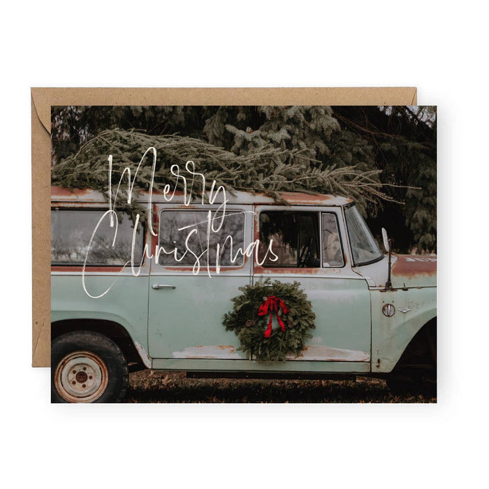 Vintage Car Merry Christmas Card