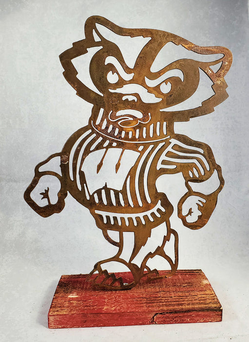 Bucky Badger on Wood Base