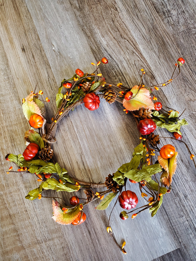 6.5" Pumpkin Pinecones Candle Ring