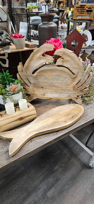 Carved Wooden Crab Platter