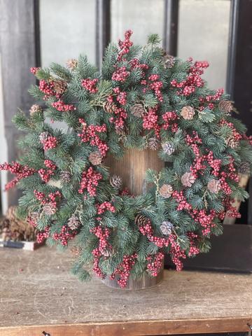 All Spruced Up Wreath - 20" Red