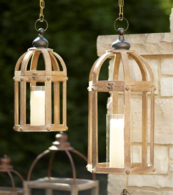 Metal/Wood/Glass Lantern - 2 Sizes