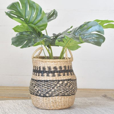 12.6" Nat/Blk Seagrass Basket AS IS