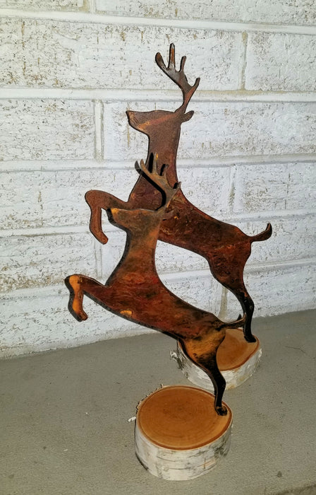Leaping Woodland Deer on Birch Base